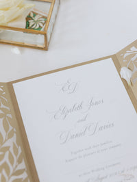 Leafy Arch Gatefold Intricate Laser Cut Leaf Lace Day Invitation