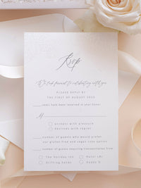 Folder Pocket Pearl Foil Intricate Laser Cut Roses Suite with Rsvp Card