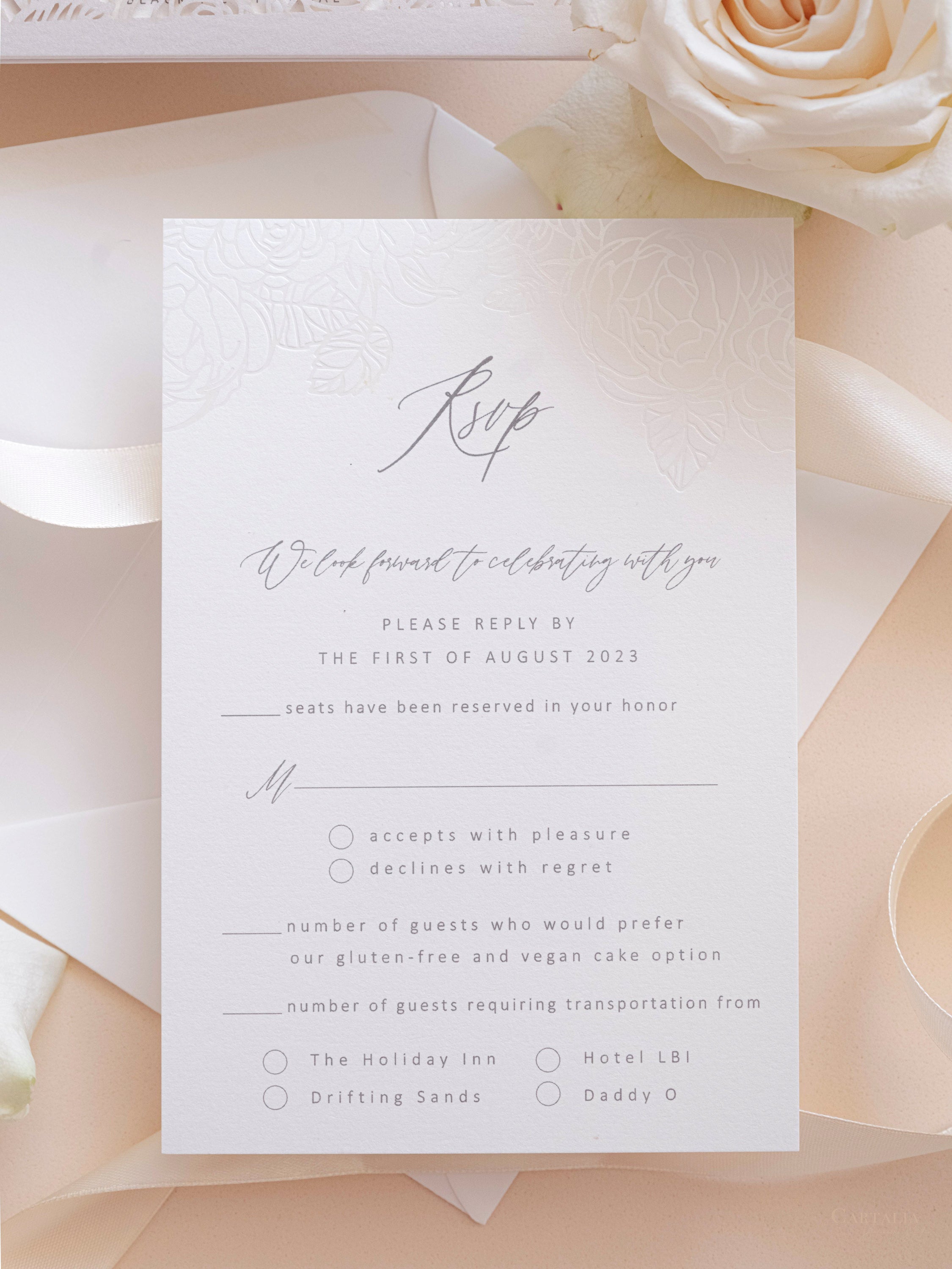 Folder Pocket Pearl Foil Intricate Laser Cut Roses Suite with RSVP ..., image size:2250x3000