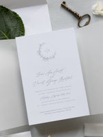 Suite per inviti di nozze con rivestimento in pergamena calligrafica moderna con sigillo in cera bianca