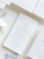 Carte menu delicate e lussuose in rilievo con dettagli di perle