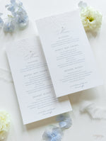 Carte menu delicate e lussuose in rilievo con dettagli di perle