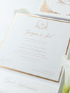 Rose Gold Foil Laser Cut Monogram Wedding Invitation Square Pocket