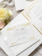 Set da sposa in oro regale, tasca quadrata in avorio, lamina d'oro e crema con lamina d'oro
