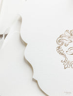 Set da sposa in oro regale, tasca quadrata in avorio, lamina d'oro e crema con lamina d'oro