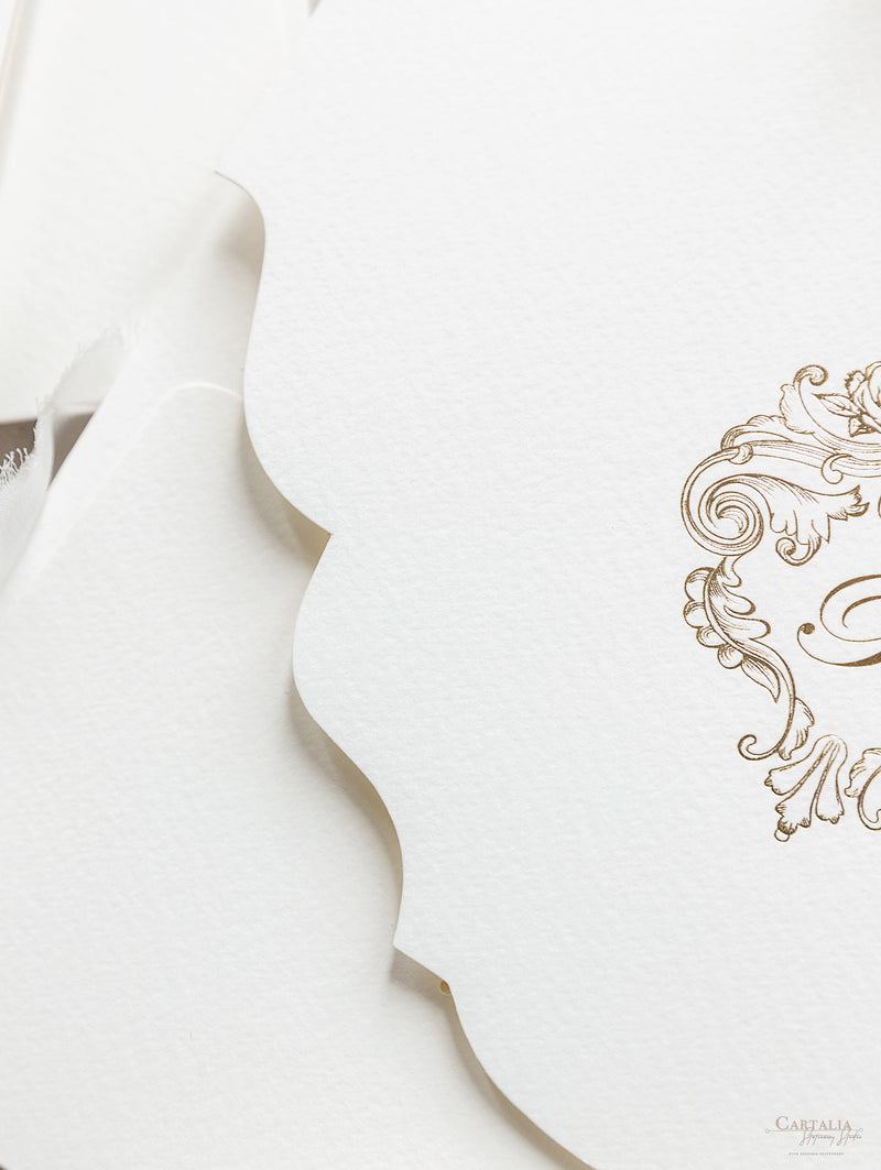 Set da sposa in oro regale, tasca quadrata in avorio, lamina d'oro e crema con lamina d'oro