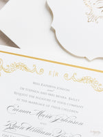Set da sposa in oro regale, tasca quadrata in avorio, lamina d'oro e crema con lamina d'oro