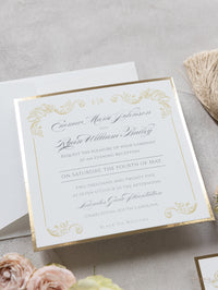 Invitation encadrée en feuille d'or carrée
