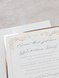 Invitation encadrée en feuille d'or carrée