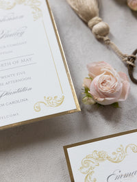 Invitation encadrée en feuille d'or carrée