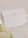 Suite di lusso tascabile in lamina d'oro Invito serale abbinato con monogramma in lamina d'oro + busta personalizzata fustellata