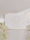 Suite di lusso tascabile in lamina d'oro Invito serale abbinato con monogramma in lamina d'oro + busta personalizzata fustellata