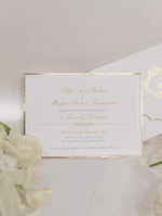 Suite di lusso tascabile in lamina d'oro Invito serale abbinato con monogramma in lamina d'oro + busta personalizzata fustellata