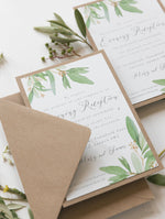 Greenery Parchment Pocket fold suite - Evening/Reception Invitation