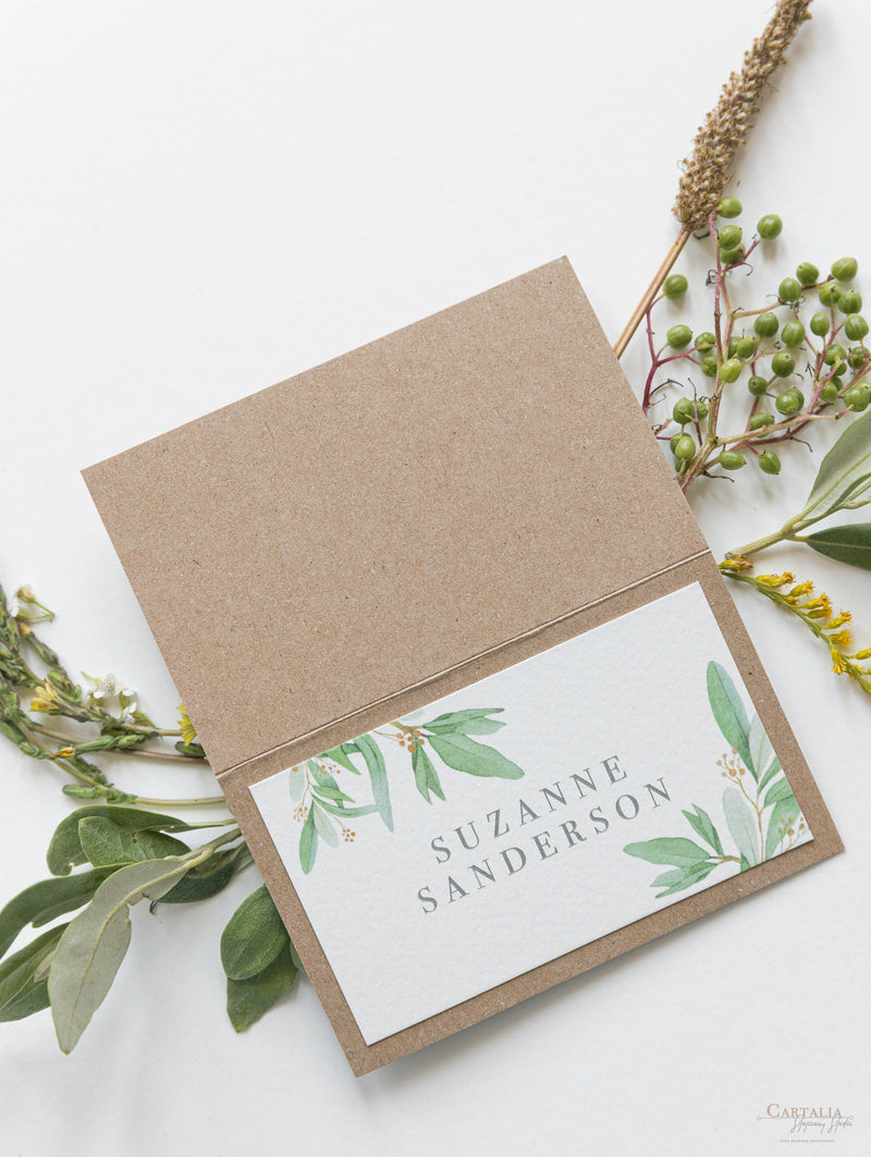 Segnaposti Greenery e Kraft in tema rustico