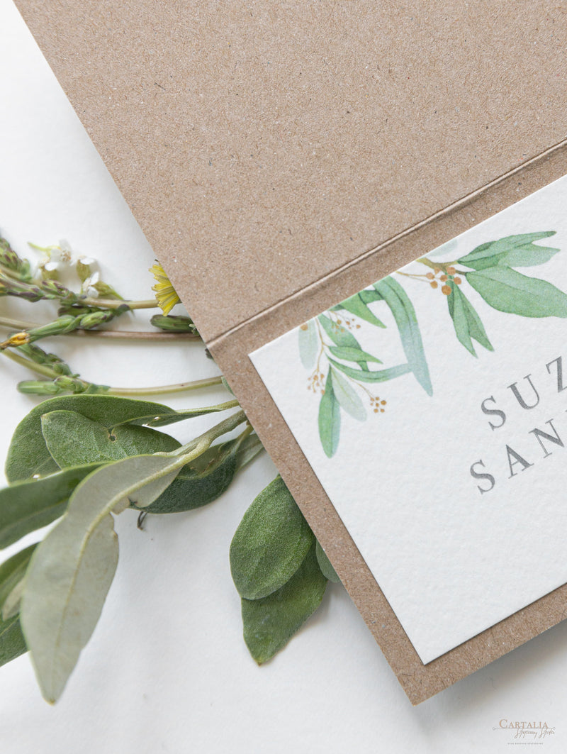 Segnaposti Greenery e Kraft in tema rustico