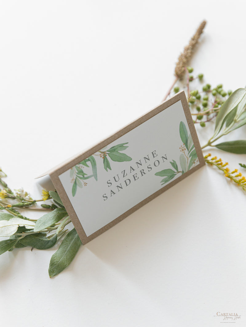 Segnaposti Greenery e Kraft in tema rustico