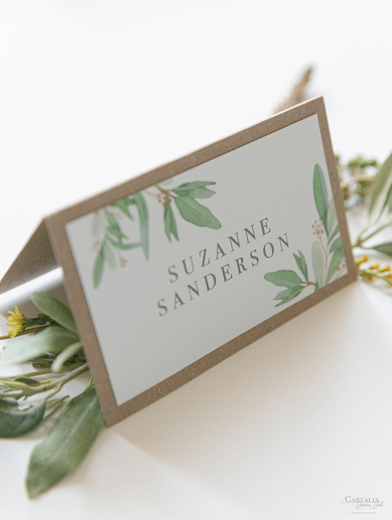 Segnaposti Greenery e Kraft in tema rustico