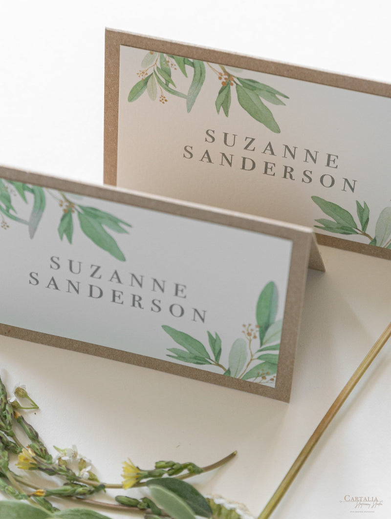 Segnaposti Greenery e Kraft in tema rustico
