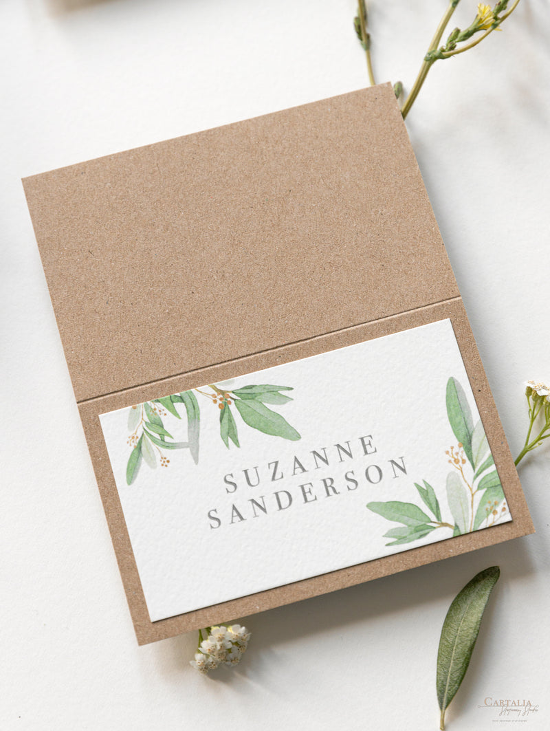 Segnaposti Greenery e Kraft in tema rustico