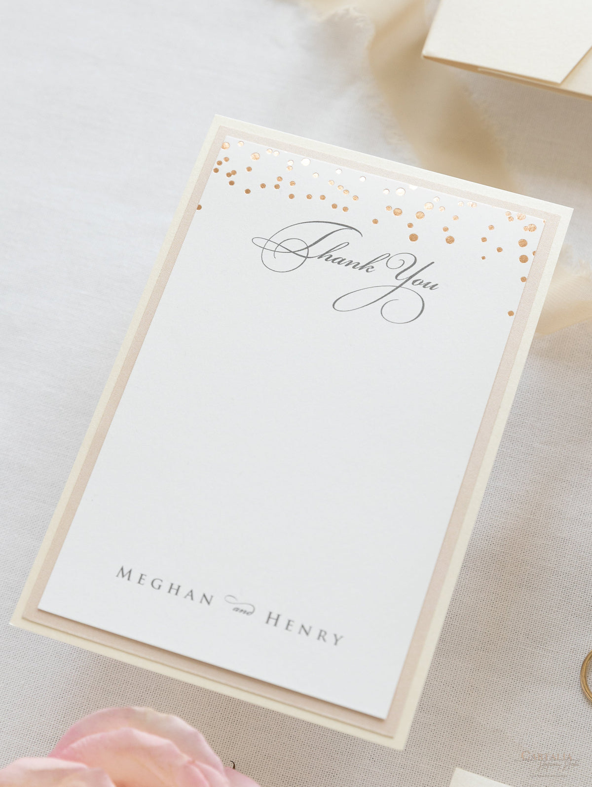 Thank you Card matching to Classic Envelope with Confetti  in Dusty Pink and Champagne