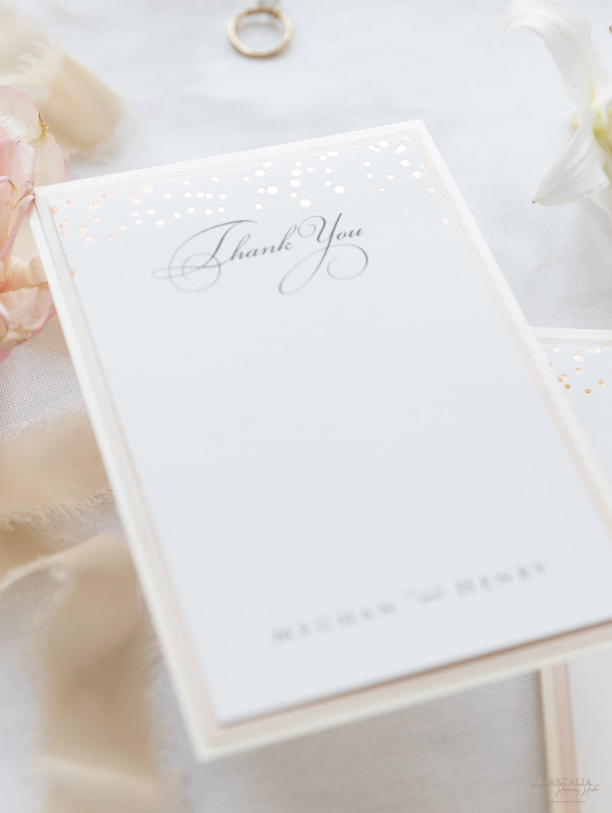 Thank you Card matching to Classic Envelope with Confetti  in Dusty Pink and Champagne