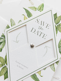 Interactive ↻ Pivot Save the Date Card Diamond in Modern Calligraphy Boho