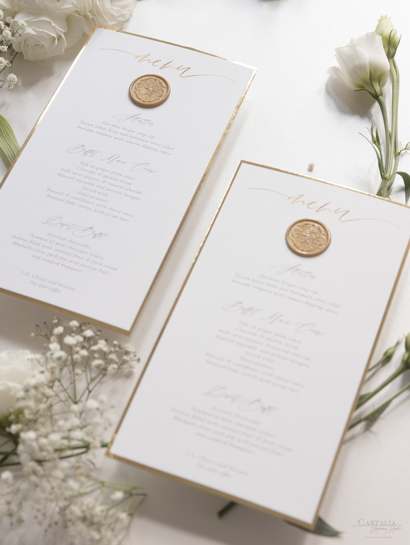 Menu sigillo di ceralacca su misura Cupido Amore con finiture in lamina d'oro