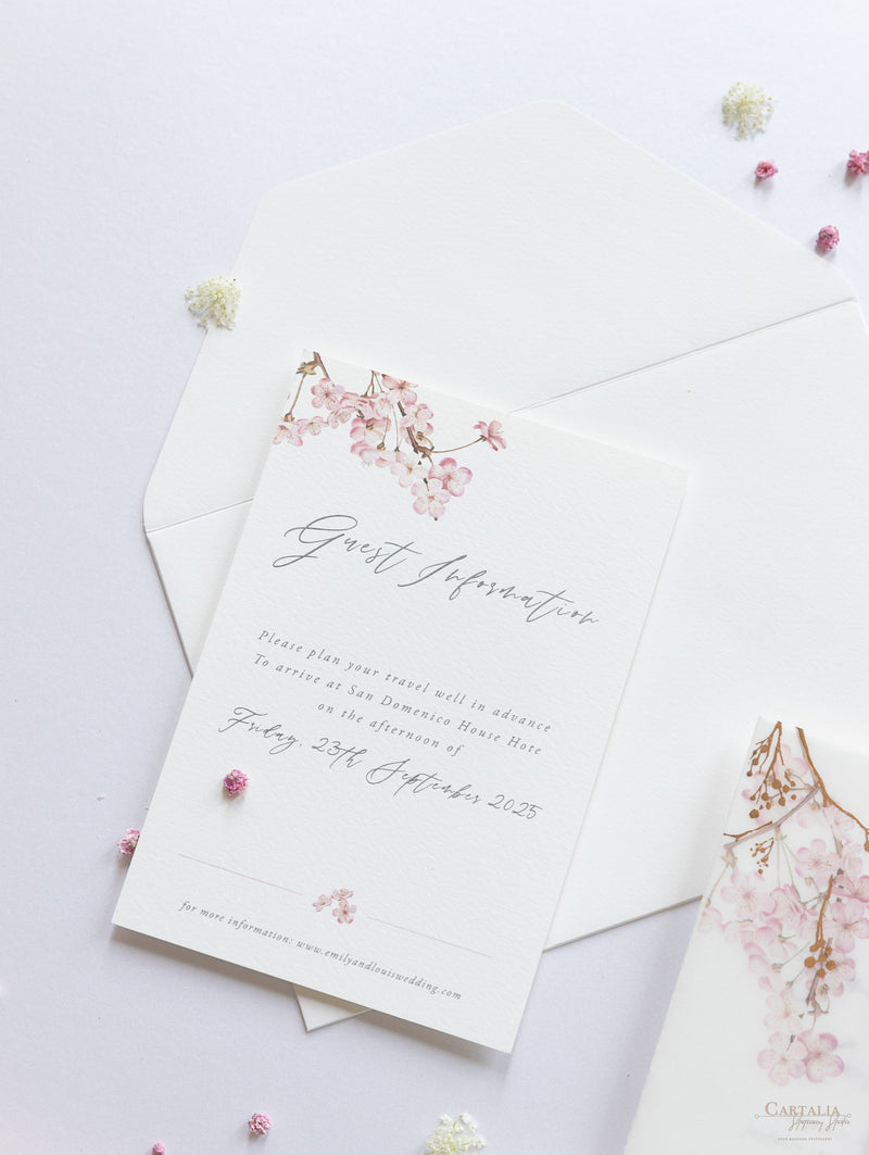 Modern Layered Vellum/ Parchment Suite with Cherry Blossom Tree & Rose ...