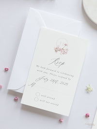 Modern Layered  Vellum/ Parchment Suite with Cherry Blossom Tree & Rose Gold Foil