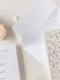 Luxury 2 Tier - Romantic Laser Cut Pocket Invitation with Rsvp Card Suite