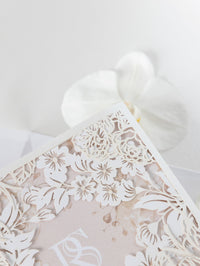 Luxury 2 Tier - Romantic Laser Cut Pocket Invitation with Rsvp Card Suite