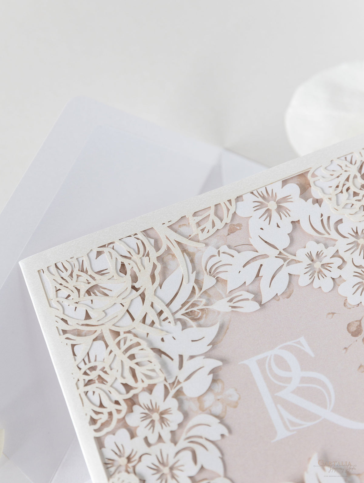 Luxury 2 Tier - Romantic Laser Cut Pocket Invitation with Rsvp Card Suite