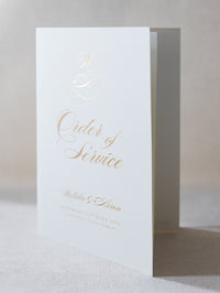 Livret de luxe Classic Order of Service avec monogramme sur feuille d'or