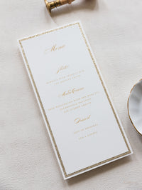 Carte de menu classique de luxe avec paillettes dorées