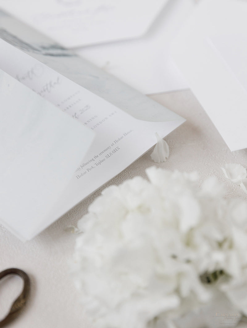 HEDSOR HOUSE | Your Venue invitation on Vellum with Wax Seal Wedding invitation | SAMPLE