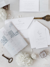 HEDSOR HOUSE | Your Venue invitation on Vellum with Wax Seal Wedding invitation | SAMPLE