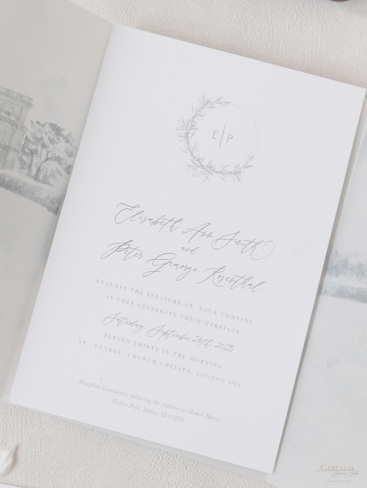 House Hedsor | Votre invitation de lieu sur le vélin avec l'invitation de mariage de phoque en cire | ÉCHANTILLON