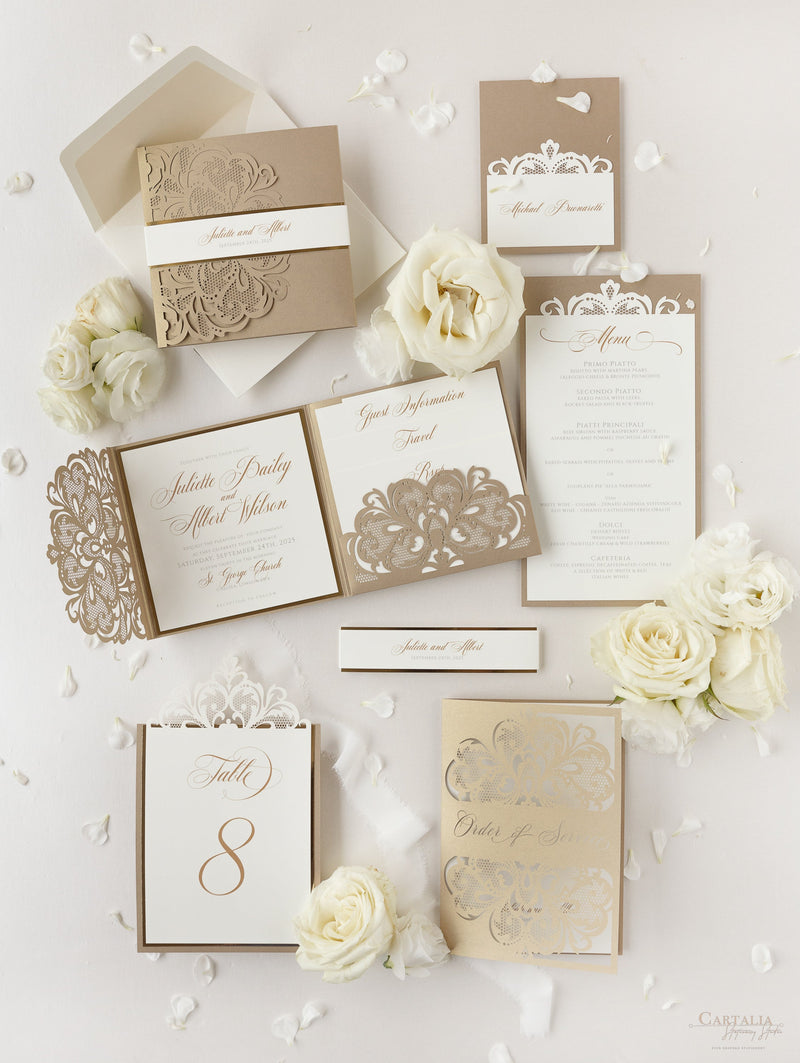 Luxury Old Gold Opulence Laser Cut Place Cards