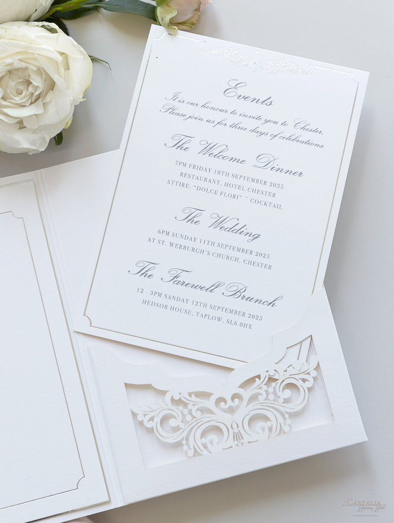 HEDSOR HOUSE Venue invitation Luxury pocket fold suite Wedding invitation