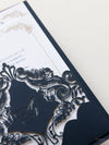 Luxury Navy & Gold Classic Pocket Suite with Gold Foil and Wedding with 3 inserts Tri Fold