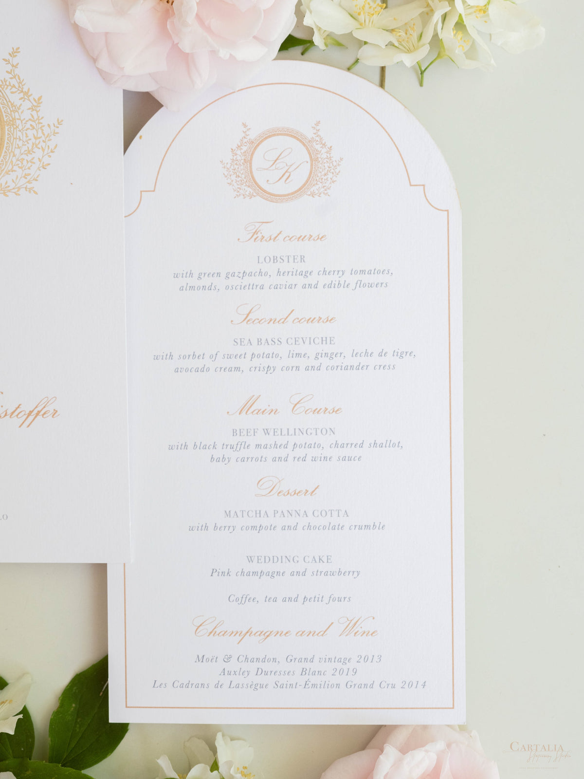 Design del menu con piastra ad arco | Villa del Balbianello