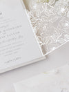 Pearl Foil Intricate Laser Cut Roses Suite with Rsvp Card