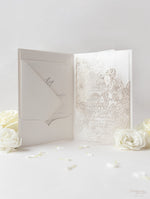 Pearl Foil Intricate Laser Cut Roses Suite with Rsvp Card