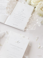 Pearl Foil Intricate Laser Cut Roses Suite with Rsvp Card