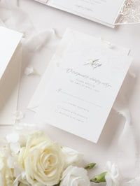 Pearl Foil Intricate Laser Cut Roses Suite with RSVP Card