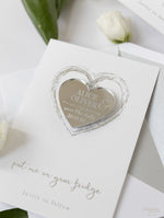 Sliver Foil and Mirror Save the Date Magnet in Plexi Engraving with Card and Envelope