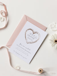 Plexi Heart matching Rose Gold Foil Evening Invitation