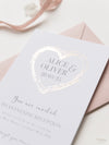 Plexi Heart matching Rose Gold Foil Evening Invitation