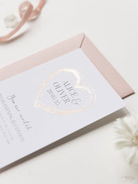 Plexi Heart matching Rose Gold Foil Evening Invitation